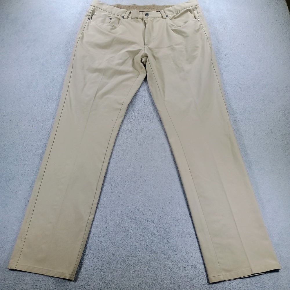 Greg Norman Mens Golf Pants Tan 34x32 Stretch Performance